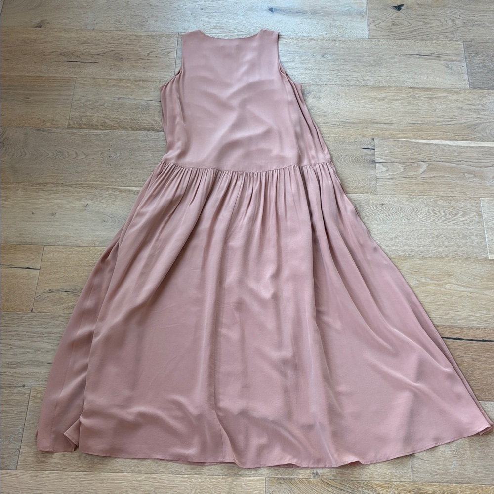 Eileen Fisher Silk Crepe De Chine Drop Waist Dress Sz S - Picture 4 of 7